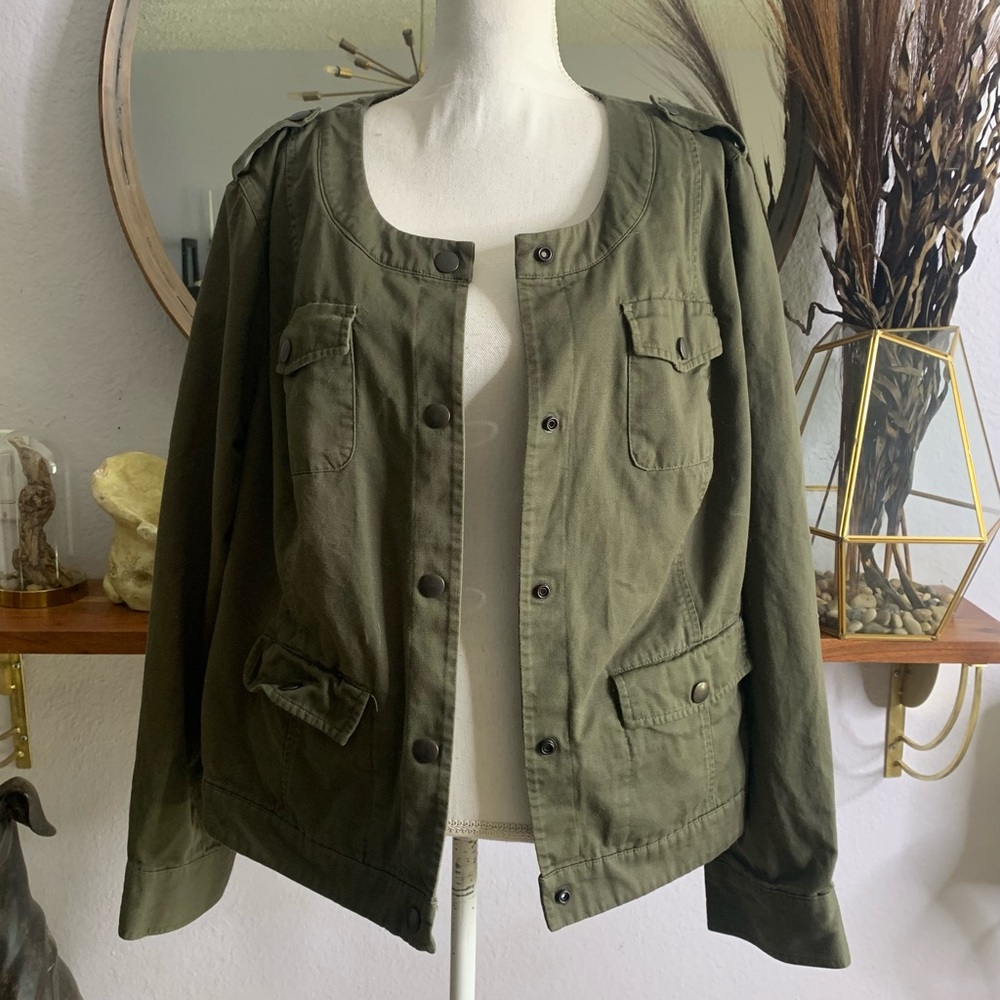Liz Claiborne Plus Size Green Military Jacket Size 3X